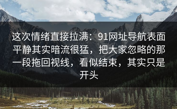 这次情绪直接拉满：91网址导航表面平静其实暗流很猛，把大家忽略的那一段拖回视线，看似结束，其实只是开头
